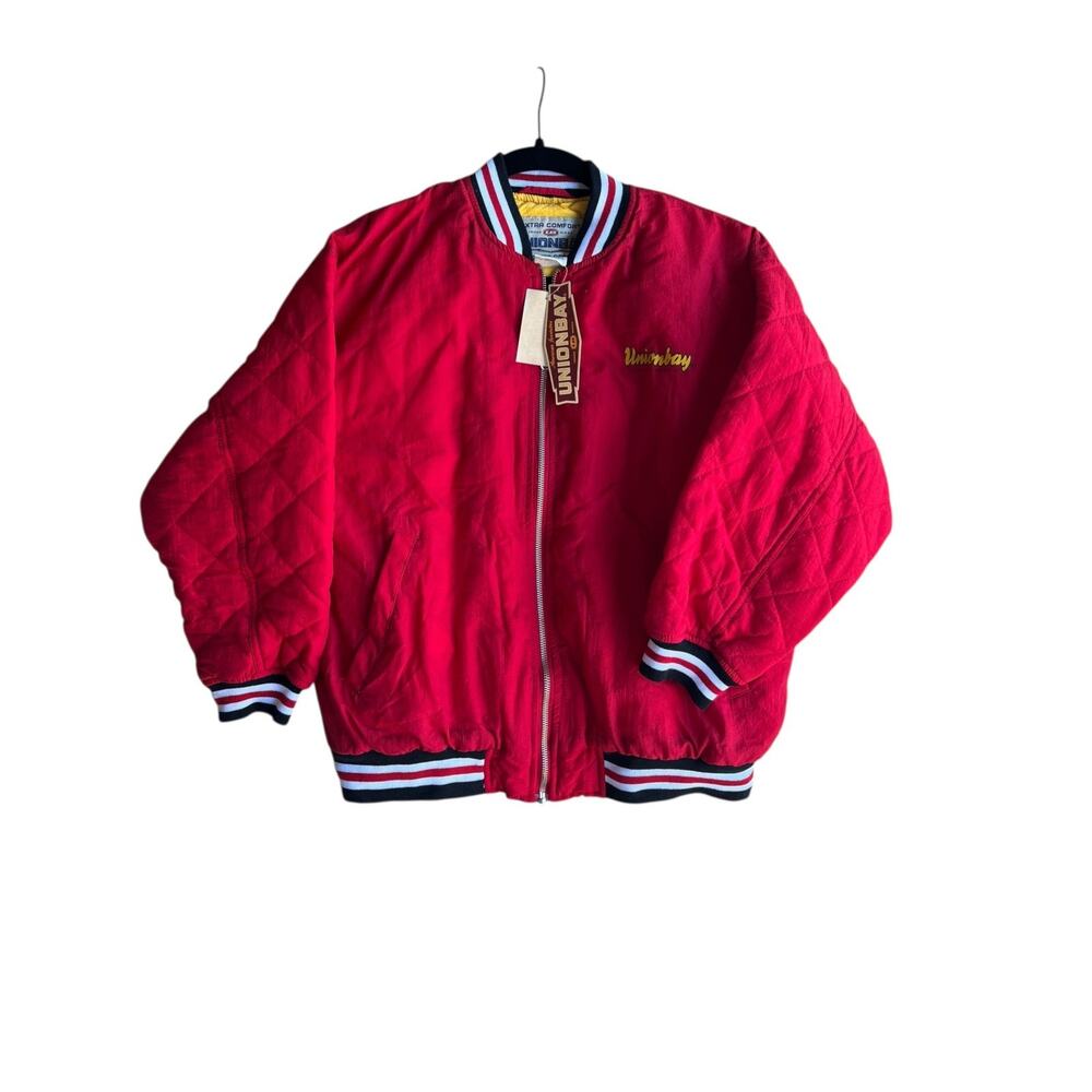 Vintage 90s Unionbay Kids Boy Quilted Puffer Nylon Jacket Red Size Large NEW